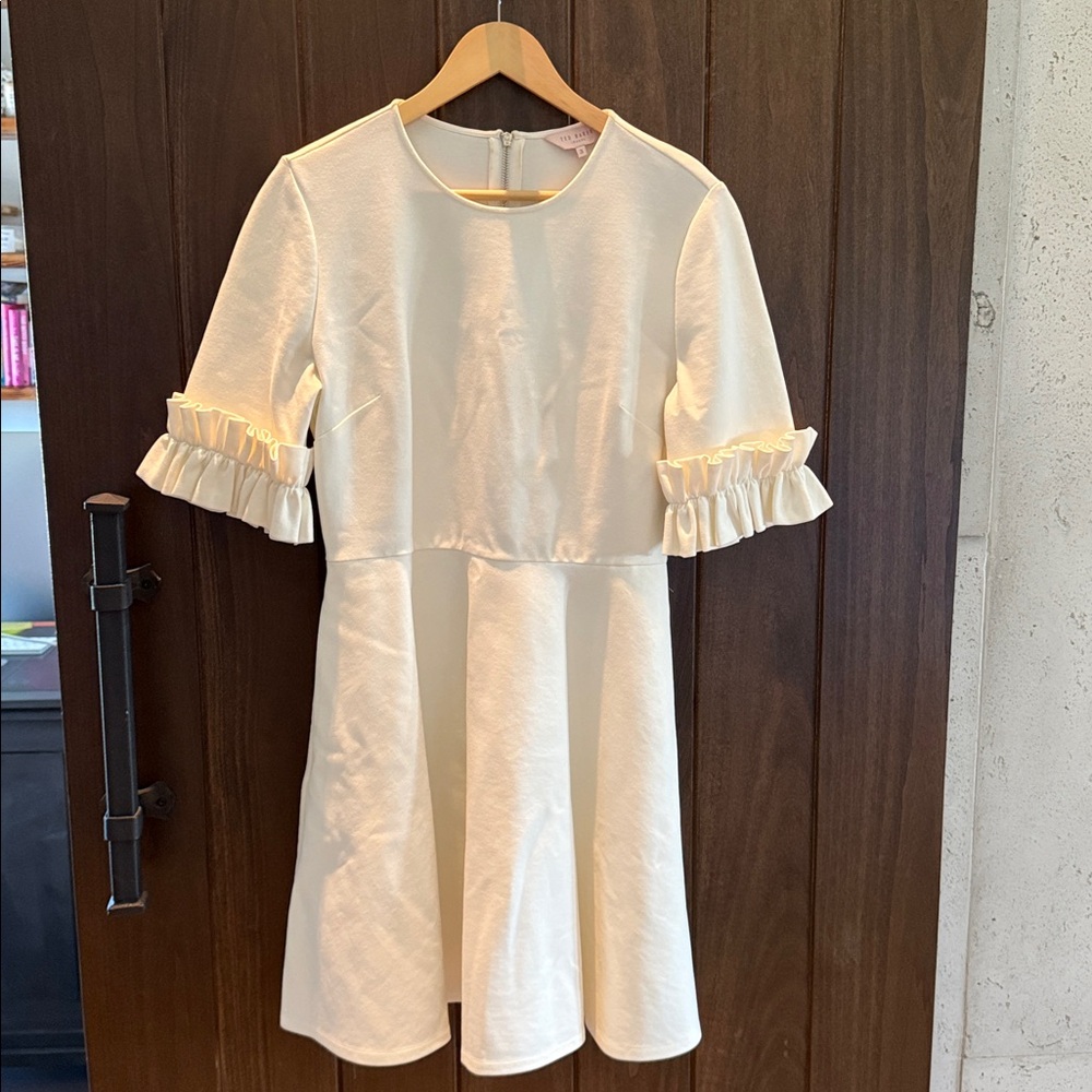 Ted Baker Ivory Dress with Ruffle Detail